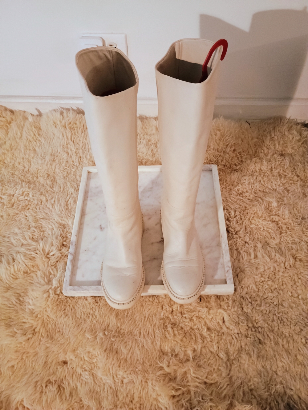 Vince Women's Size 7 Cream White -Knee Leather Boots